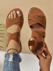 Women's Flat Sandals With Elastic Criss-Cross Strap, Loose And Comfortable Beach Shoes, Minimalist And Fashionable New Casual Style